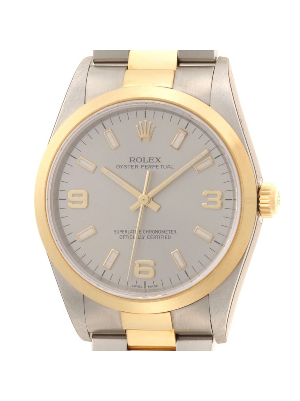 Rolex Oyster Perpetual Stainless Steel Yellow Gold Silver Dial